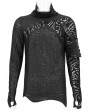 Devil Fashion Black Gothic Punk Pullover Pins Asymmetrical Long Sleeve T-Shirt for Men