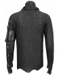 Devil Fashion Black Gothic Punk Pullover Pins Asymmetrical Long Sleeve T-Shirt for Men