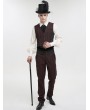 Devil Fashion Wine Red Stripe Gothic Vintage Party Tailed Waistcoat for Men