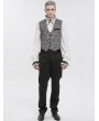 Devil Fashion Grey and Black Gothic Retro Jacquard Tailed Waistcoat for Men