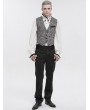 Devil Fashion Grey and Black Gothic Retro Jacquard Tailed Waistcoat for Men