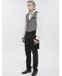 Devil Fashion Grey and Black Gothic Retro Jacquard Tailed Waistcoat for Men