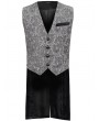 Devil Fashion Grey and Black Gothic Retro Jacquard Tailed Waistcoat for Men