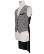 Devil Fashion Grey and Black Gothic Retro Jacquard Tailed Waistcoat for Men