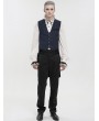 Devil Fashion Blue and Black Gothic Retro Jacquard Tailed Waistcoat for Men