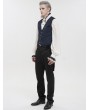 Devil Fashion Blue and Black Gothic Retro Jacquard Tailed Waistcoat for Men