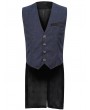 Devil Fashion Blue and Black Gothic Retro Jacquard Tailed Waistcoat for Men