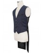 Devil Fashion Blue and Black Gothic Retro Jacquard Tailed Waistcoat for Men