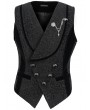 Devil Fashion Black Gothic Retro Gorgeous Jacquard Wedding Party Waistcoat for Men