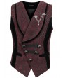 Devil Fashion Black and Red Gothic Retro Gorgeous Jacquard Wedding Party Waistcoat for Men