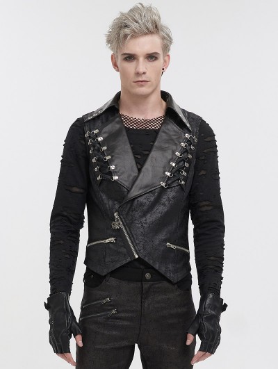 Devil Fashion Black Gothic Punk Short Vest for Men