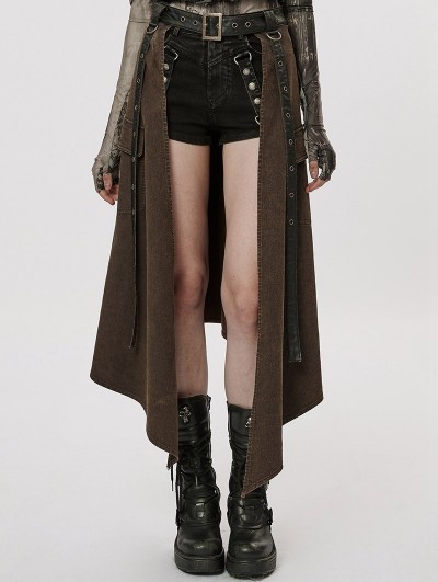 Punk Rave Black and Coffee Gothic Steampunk Half Skirt