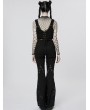 Punk Rave Black Gothic Lace Mesh Long Flared Pants for Women