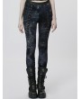 Punk Rave Black and Blue Gothic Punk Decayed Daily Wear Leggings for Women