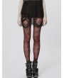 Punk Rave Black and Red Plaid Gothic Grunge Mesh Leggings for Women