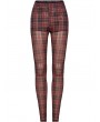 Punk Rave Black and Red Plaid Gothic Grunge Mesh Leggings for Women