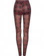 Punk Rave Black and Red Plaid Gothic Grunge Mesh Leggings for Women