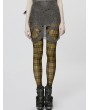 Punk Rave Black and Yellow Plaid Gothic Grunge Mesh Leggings for Women