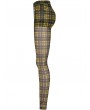 Punk Rave Black and Yellow Plaid Gothic Grunge Mesh Leggings for Women