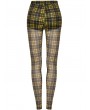 Punk Rave Black and Yellow Plaid Gothic Grunge Mesh Leggings for Women