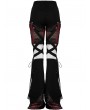 Punk Rave Women's Black and Red Gothic Punk Grunge Denim Flared Trousers with Detachable Leg Covers