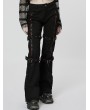 Punk Rave Black and Red Gothic Punk Grunge Embroidered Long Flared Pants for Women