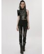 Punk Rave Black Gothic Punk Hollow-Out Mesh Spliced Long Pants for Women