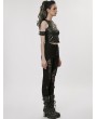 Punk Rave Black Gothic Punk Hollow-Out Mesh Spliced Long Pants for Women