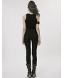 Punk Rave Black Gothic Punk Hollow-Out Mesh Spliced Long Pants for Women