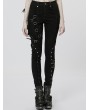 Punk Rave Women's Black Gothic Punk Denim Long Pants with Detachable Leg Bag