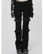 Punk Rave Women's Black Gothic Punk Grunge Long Flared Pants with Detachable Loops