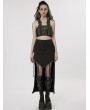 Punk Rave Black Gothic Punk Jacquard Sexy High-Low Skirt