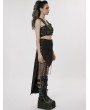 Punk Rave Black Gothic Punk Jacquard Sexy High-Low Skirt