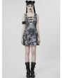 Punk Rave Grey Print Gothic Cyber Sexy Sleeveless Short A-Line Dress