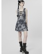 Punk Rave Grey Print Gothic Cyber Sexy Sleeveless Short A-Line Dress