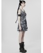 Punk Rave Grey Print Gothic Cyber Sexy Sleeveless Short A-Line Dress