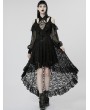 Punk Rave Black Gothic Sexy Off-the-Shoulder Long Sleeve Lace High-Low Dress