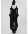 Punk Rave Black Gothic Sexy Off-the-Shoulder Long Sleeve Lace High-Low Dress