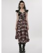 Punk Rave Black and Red Gothic Punk Sweet Cool Plaid Irregular Dress