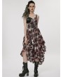 Punk Rave Black and Red Gothic Punk Sweet Cool Plaid Irregular Dress