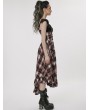 Punk Rave Black and Red Gothic Punk Sweet Cool Plaid Irregular Dress