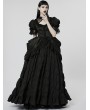 Punk Rave Black Gothic Gorgeous Embroidered Lace Puff Sleeve Long Victorian Party Dress