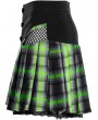 Punk Rave Black and Green Plaid Gothic Punk Grunge Girl Pleated Mini Skirt