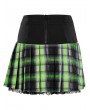 Punk Rave Black and Green Plaid Gothic Punk Grunge Girl Pleated Mini Skirt