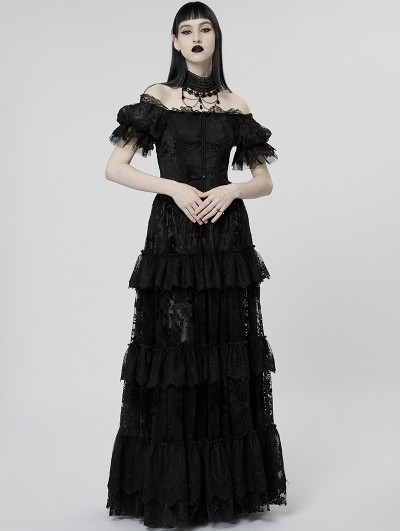 Punk Rave Black Gothic Vintage Gorgeous Lace Long Victorian Party Dress