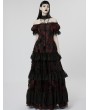 Punk Rave Black and Red Gothic Vintage Gorgeous Lace Long Victorian Party Dress