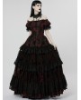 Punk Rave Black and Red Gothic Vintage Gorgeous Lace Long Victorian Party Dress