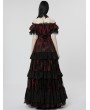 Punk Rave Black and Red Gothic Vintage Gorgeous Lace Long Victorian Party Dress