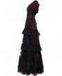 Punk Rave Black and Red Gothic Vintage Gorgeous Lace Long Victorian Party Dress