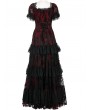 Punk Rave Black and Red Gothic Vintage Gorgeous Lace Long Victorian Party Dress